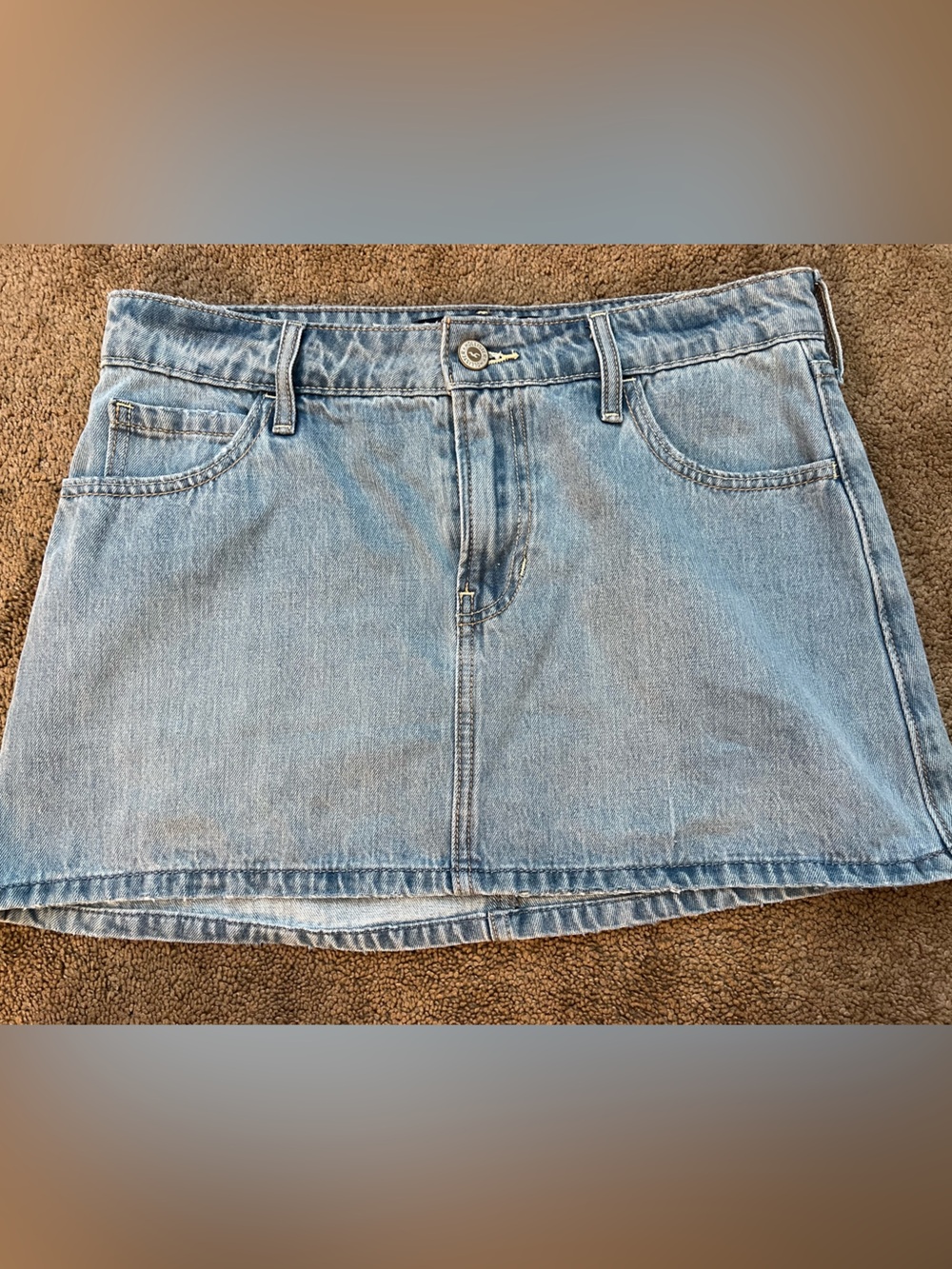 Hollister Light Blue Mid-Rise Denim Mini Skirt